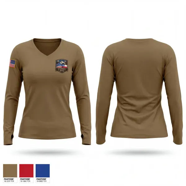 Womens Long Sleeve Vneck Shirt, US Embassy Santiago, Air Force, Teamtime, Team time, sublimation, custom sports apparel, team uniforms, spirit wear, spiritwear, sports uniforms, custom shirts, team store, custom team store, fundraiser sports, apparel fundraiser