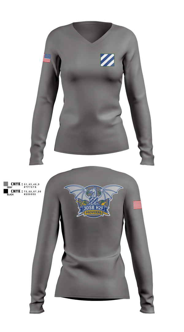 Womens Long Sleeve Vneck Shirt, 3DSB H2F, Army, Teamtime, Team time, sublimation, custom sports apparel, team uniforms, spirit wear, spiritwear, sports uniforms, custom shirts, team store, custom team store, fundraiser sports, apparel fundraiser
