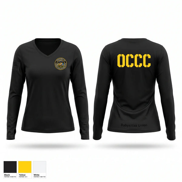 Womens Long Sleeve Vneck Shirt, OCCC, Police, Teamtime, Team time, sublimation, custom sports apparel, team uniforms, spirit wear, spiritwear, sports uniforms, custom shirts, team store, custom team store, fundraiser sports, apparel fundraiser