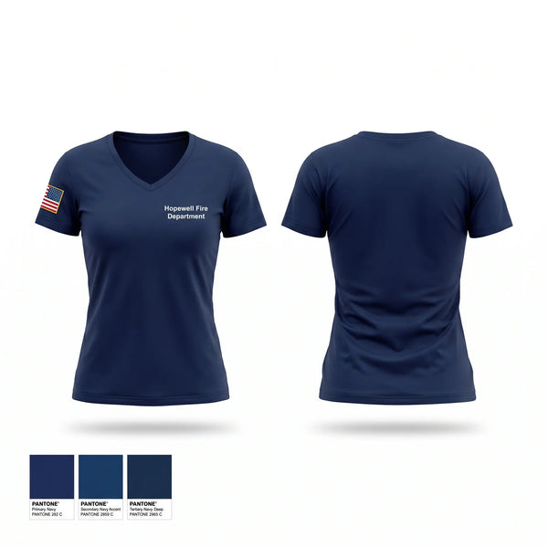 Womens Short Sleeve Vneck Shirt, Hopewell Fire Department, Fire Department, Teamtime, Team time, sublimation, custom sports apparel, team uniforms, spirit wear, spiritwear, sports uniforms, custom shirts, team store, custom team store, fundraiser sports, apparel fundraiser
