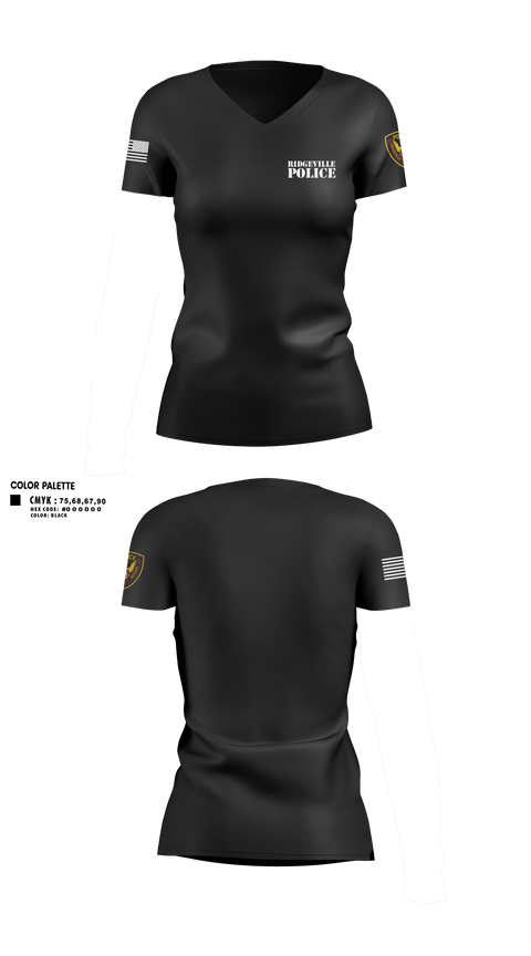 Womens Short Sleeve Vneck Shirt, Ridgeville Police, Police, Teamtime, Team time, sublimation, custom sports apparel, team uniforms, spirit wear, spiritwear, sports uniforms, custom shirts, team store, custom team store, fundraiser sports, apparel fundraiser