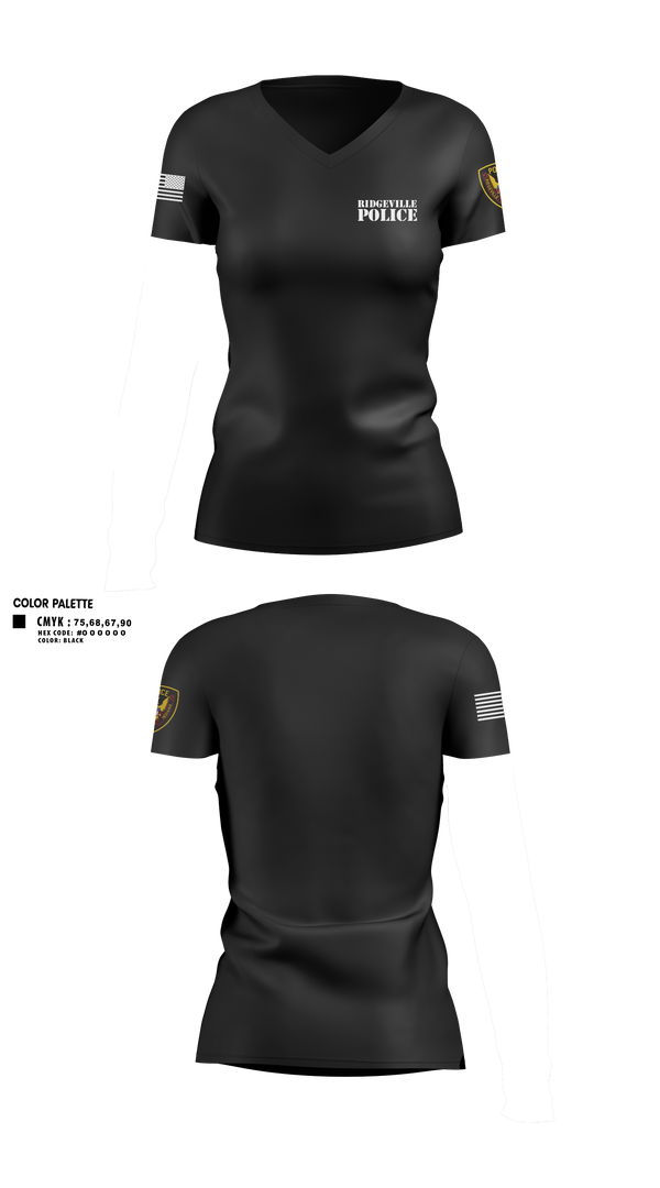 Womens Short Sleeve Vneck Shirt, Ridgeville Police, Police, Teamtime, Team time, sublimation, custom sports apparel, team uniforms, spirit wear, spiritwear, sports uniforms, custom shirts, team store, custom team store, fundraiser sports, apparel fundraiser
