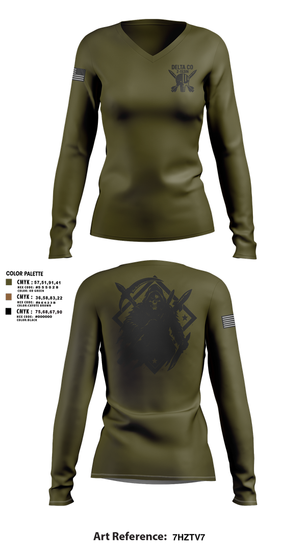 Womens Long Sleeve Vneck Shirt, , National Guard, Teamtime, Team time, sublimation, custom sports apparel, team uniforms, spirit wear, spiritwear, sports uniforms, custom shirts, team store, custom team store, fundraiser sports, apparel fundraiser