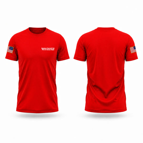 Old School Cotton Feel Shirt, Eastern Garrett Vol Fire & rescue dept, Fire Department, Teamtime, Team time, sublimation, custom sports apparel, team uniforms, spirit wear, spiritwear, sports uniforms, custom shirts, team store, custom team store, fundraiser sports, apparel fundraiser