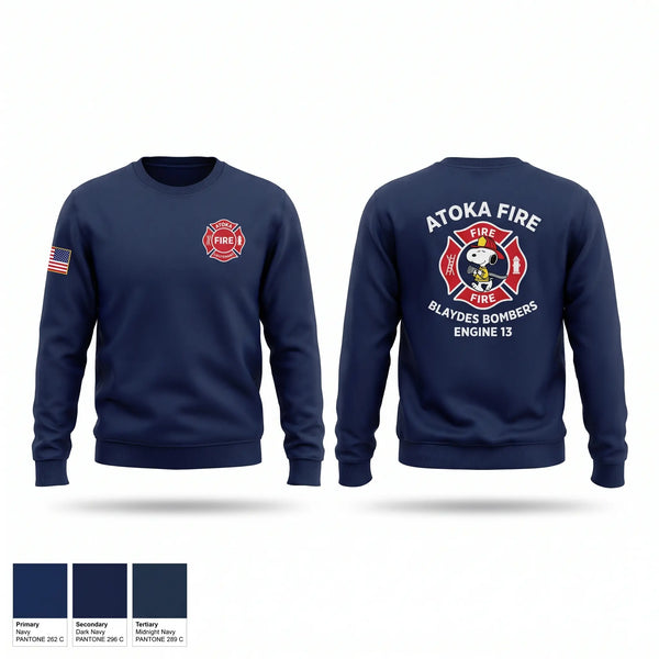 Crew Neck Sweatshirt, Atoka Fire, Fire Department, Teamtime, Team time, sublimation, custom sports apparel, team uniforms, spirit wear, spiritwear, sports uniforms, custom shirts, team store, custom team store, fundraiser sports, apparel fundraiser