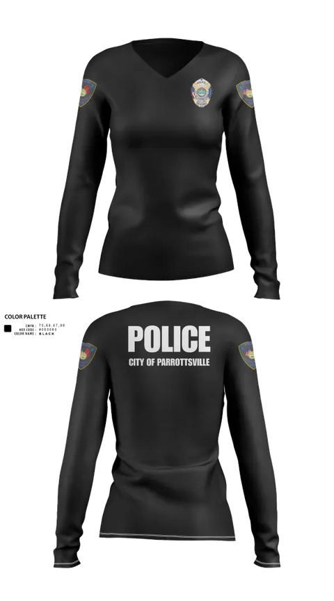 Womens Long Sleeve Vneck Shirt, Parrottsville police, Police, Teamtime, Team time, sublimation, custom sports apparel, team uniforms, spirit wear, spiritwear, sports uniforms, custom shirts, team store, custom team store, fundraiser sports, apparel fundraiser