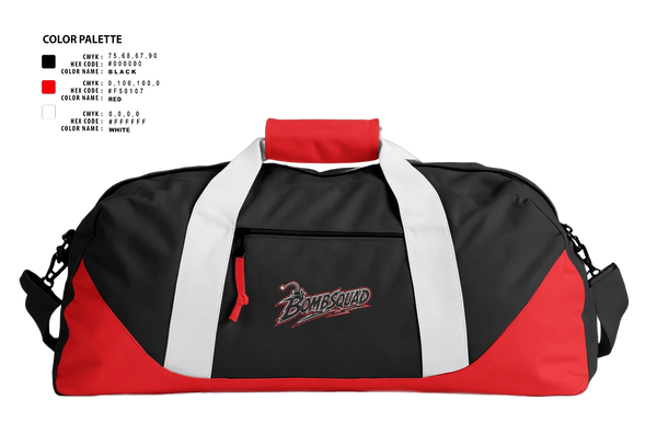 Duffle Bag, BombSquad, Baseball, Teamtime, Team time, sublimation, custom sports apparel, team uniforms, spirit wear, spiritwear, sports uniforms, custom shirts, team store, custom team store, fundraiser sports, apparel fundraiser