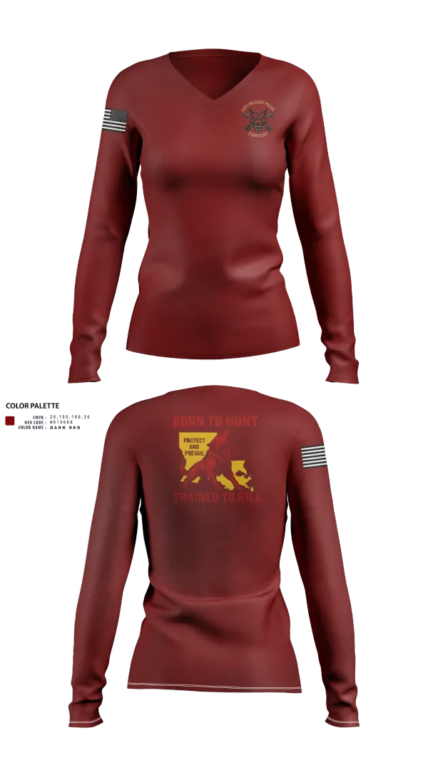 Womens Long Sleeve Vneck Shirt, 239th Military Police Company, , Teamtime, Team time, sublimation, custom sports apparel, team uniforms, spirit wear, spiritwear, sports uniforms, custom shirts, team store, custom team store, fundraiser sports, apparel fundraiser