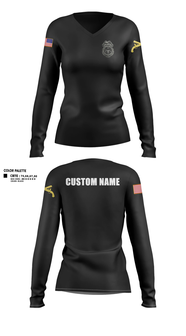 Womens Long Sleeve Vneck Shirt, 13th MDBFort Jackson LEA, Army, Teamtime, Team time, sublimation, custom sports apparel, team uniforms, spirit wear, spiritwear, sports uniforms, custom shirts, team store, custom team store, fundraiser sports, apparel fundraiser