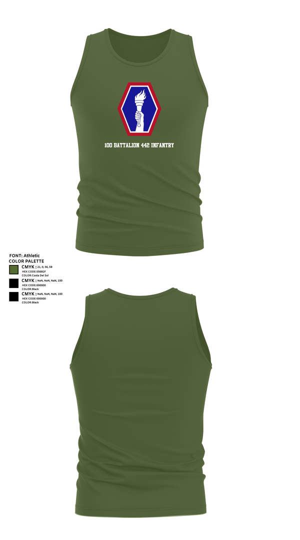 Tank Top, 100 Battalion 442 Infantry, Army, Teamtime, Team time, sublimation, custom sports apparel, team uniforms, spirit wear, spiritwear, sports uniforms, custom shirts, team store, custom team store, fundraiser sports, apparel fundraiser