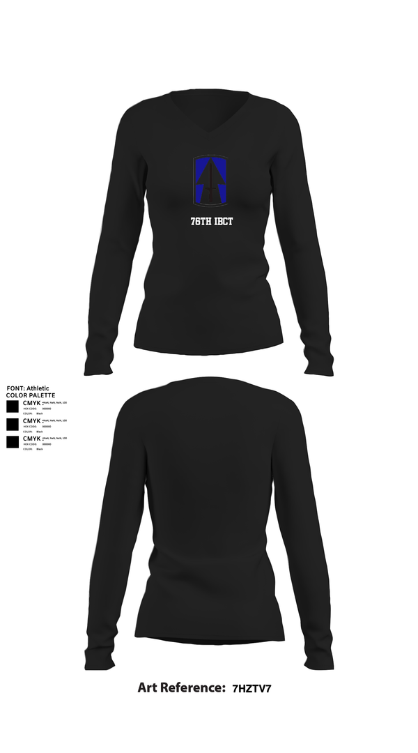 Womens Long Sleeve Vneck Shirt, 76th IBCT, , Teamtime, Team time, sublimation, custom sports apparel, team uniforms, spirit wear, spiritwear, sports uniforms, custom shirts, team store, custom team store, fundraiser sports, apparel fundraiser