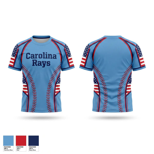 Football Jersey, Carolina Rays, Baseball, Teamtime, Team time, sublimation, custom sports apparel, team uniforms, spirit wear, spiritwear, sports uniforms, custom shirts, team store, custom team store, fundraiser sports, apparel fundraiser