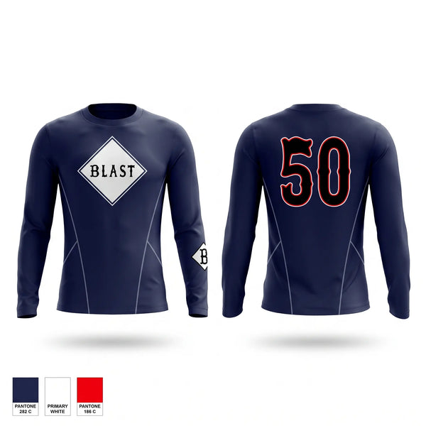 Long Sleeve Performance Shirt, Blast Baseball, Baseball, Teamtime, Team time, sublimation, custom sports apparel, team uniforms, spirit wear, spiritwear, sports uniforms, custom shirts, team store, custom team store, fundraiser sports, apparel fundraiser