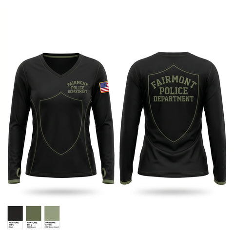 Womens Long Sleeve Vneck Shirt, Fairmont Police Department, Police, Teamtime, Team time, sublimation, custom sports apparel, team uniforms, spirit wear, spiritwear, sports uniforms, custom shirts, team store, custom team store, fundraiser sports, apparel fundraiser
