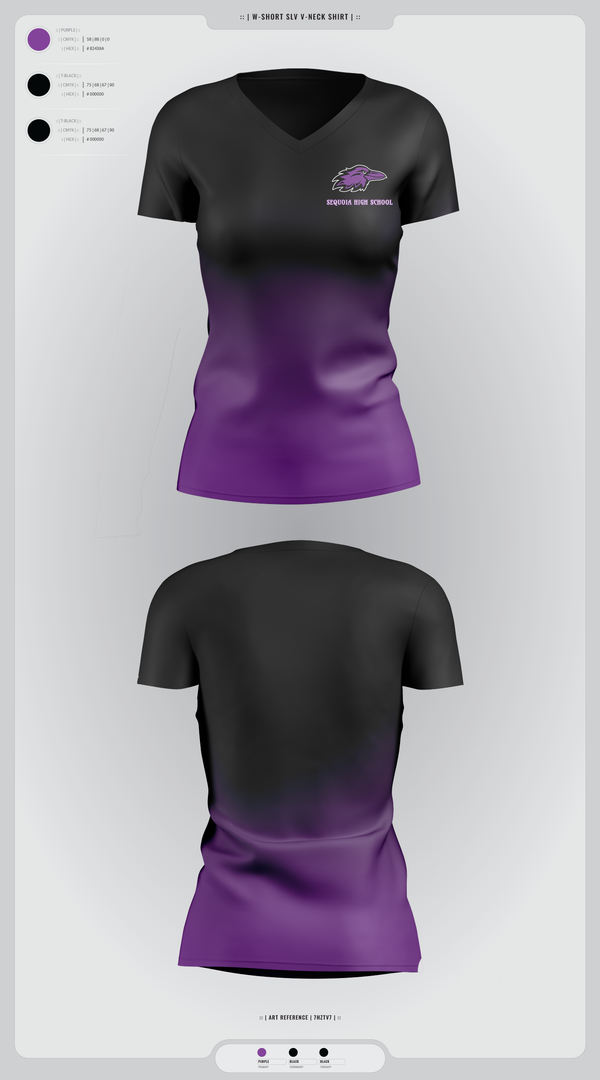 Womens Short Sleeve Vneck Shirt, Sequoia High School, , Teamtime, Team time, sublimation, custom sports apparel, team uniforms, spirit wear, spiritwear, sports uniforms, custom shirts, team store, custom team store, fundraiser sports, apparel fundraiser