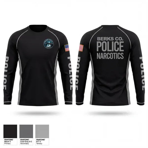 Long Sleeve Performance Shirt, Berks County Detectives Narcotics, Police, Teamtime, Team time, sublimation, custom sports apparel, team uniforms, spirit wear, spiritwear, sports uniforms, custom shirts, team store, custom team store, fundraiser sports, apparel fundraiser