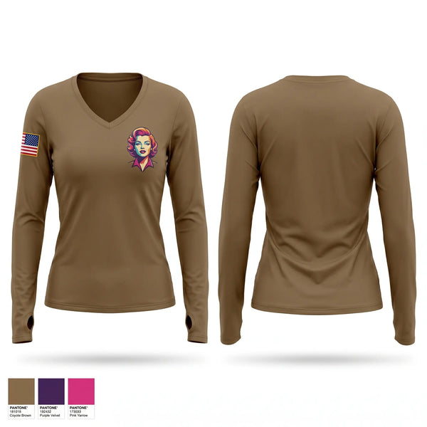 Womens Long Sleeve Vneck Shirt, 2617-M, Navy, Teamtime, Team time, sublimation, custom sports apparel, team uniforms, spirit wear, spiritwear, sports uniforms, custom shirts, team store, custom team store, fundraiser sports, apparel fundraiser