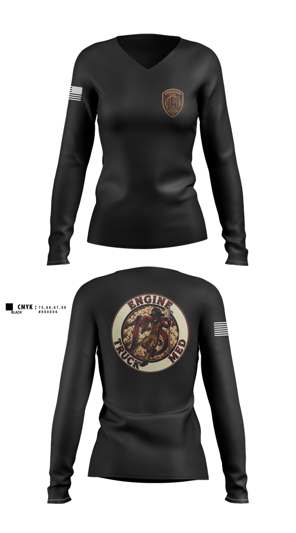 Womens Long Sleeve Vneck Shirt, Full House, Fire Department, Teamtime, Team time, sublimation, custom sports apparel, team uniforms, spirit wear, spiritwear, sports uniforms, custom shirts, team store, custom team store, fundraiser sports, apparel fundraiser