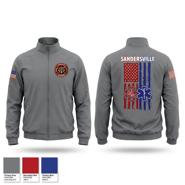 Windbreaker, Sandersville fire and rescue, Fire Department, Teamtime, Team time, sublimation, custom sports apparel, team uniforms, spirit wear, spiritwear, sports uniforms, custom shirts, team store, custom team store, fundraiser sports, apparel fundraiser