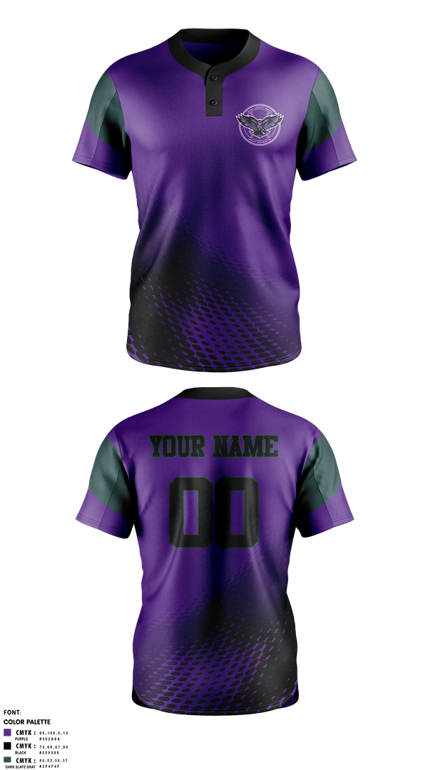 Two Button Softball Jersey, Wake County Crows, Softball, Teamtime, Team time, sublimation, custom sports apparel, team uniforms, spirit wear, spiritwear, sports uniforms, custom shirts, team store, custom team store, fundraiser sports, apparel fundraiser