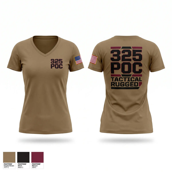 Womens Short Sleeve Vneck Shirt, 325 POC, Army, Teamtime, Team time, sublimation, custom sports apparel, team uniforms, spirit wear, spiritwear, sports uniforms, custom shirts, team store, custom team store, fundraiser sports, apparel fundraiser