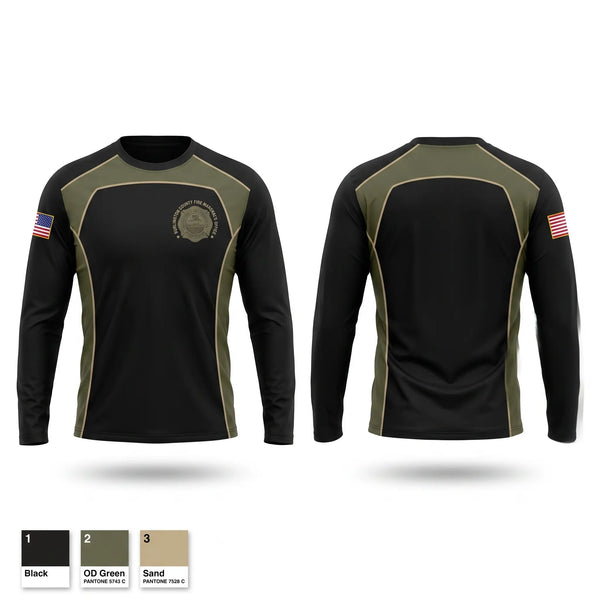 Long Sleeve Performance Shirt, Burlington County Fire Marshal’s Office, Fire Department, Teamtime, Team time, sublimation, custom sports apparel, team uniforms, spirit wear, spiritwear, sports uniforms, custom shirts, team store, custom team store, fundraiser sports, apparel fundraiser