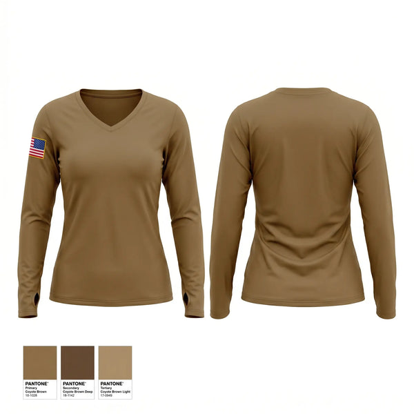 Womens Long Sleeve Vneck Shirt, A 2-55, Army, Teamtime, Team time, sublimation, custom sports apparel, team uniforms, spirit wear, spiritwear, sports uniforms, custom shirts, team store, custom team store, fundraiser sports, apparel fundraiser