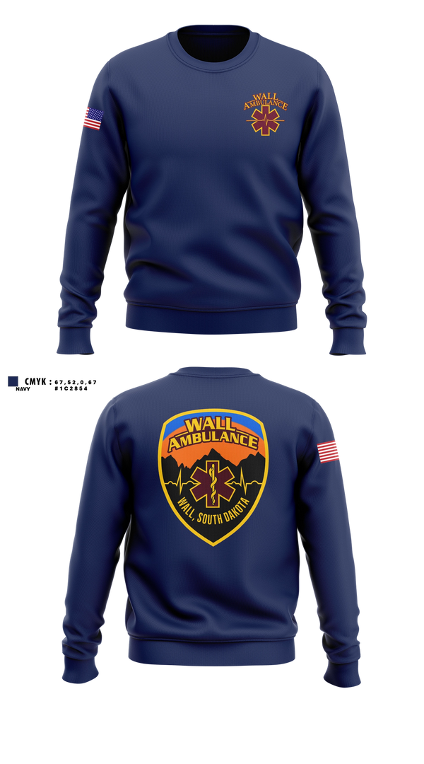 Crew Neck Sweatshirt, Wall Ambulance Service, EMS/EMT, Teamtime, Team time, sublimation, custom sports apparel, team uniforms, spirit wear, spiritwear, sports uniforms, custom shirts, team store, custom team store, fundraiser sports, apparel fundraiser
