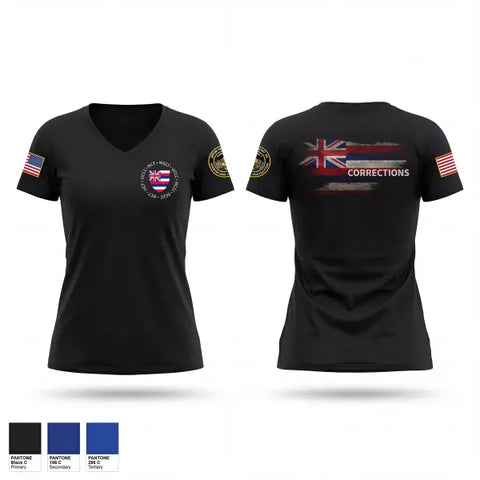 Womens Short Sleeve Vneck Shirt, Hawaii Corrections and Rehabilitation, Police, Teamtime, Team time, sublimation, custom sports apparel, team uniforms, spirit wear, spiritwear, sports uniforms, custom shirts, team store, custom team store, fundraiser sports, apparel fundraiser