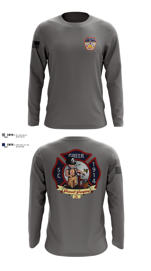 Long Sleeve Performance Shirt, City Of Greer FD, Fire Department, Teamtime, Team time, sublimation, custom sports apparel, team uniforms, spirit wear, spiritwear, sports uniforms, custom shirts, team store, custom team store, fundraiser sports, apparel fundraiser