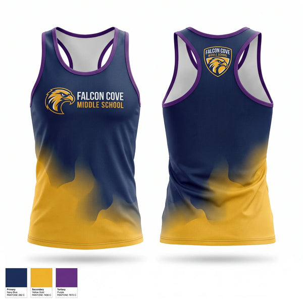 Mens Track Singlet, Falcon cove cross country, Cross Country, Teamtime, Team time, sublimation, custom sports apparel, team uniforms, spirit wear, spiritwear, sports uniforms, custom shirts, team store, custom team store, fundraiser sports, apparel fundraiser