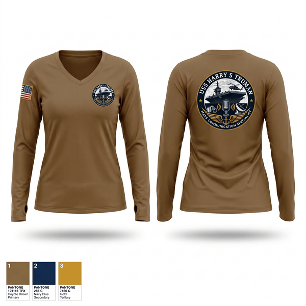 Womens Long Sleeve Vneck Shirt, CVN75 Media, Navy, Teamtime, Team time, sublimation, custom sports apparel, team uniforms, spirit wear, spiritwear, sports uniforms, custom shirts, team store, custom team store, fundraiser sports, apparel fundraiser