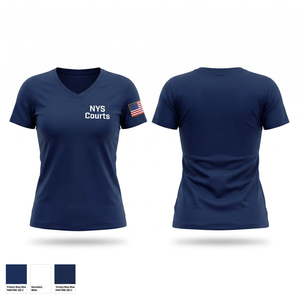 Womens Short Sleeve Vneck Shirt, NYS Courts, Police, Teamtime, Team time, sublimation, custom sports apparel, team uniforms, spirit wear, spiritwear, sports uniforms, custom shirts, team store, custom team store, fundraiser sports, apparel fundraiser
