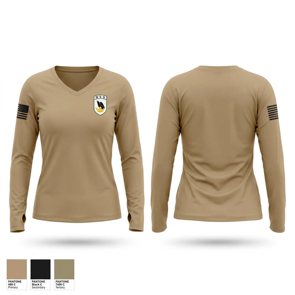 Womens Long Sleeve Vneck Shirt, Washington State Guard, National Guard, Teamtime, Team time, sublimation, custom sports apparel, team uniforms, spirit wear, spiritwear, sports uniforms, custom shirts, team store, custom team store, fundraiser sports, apparel fundraiser