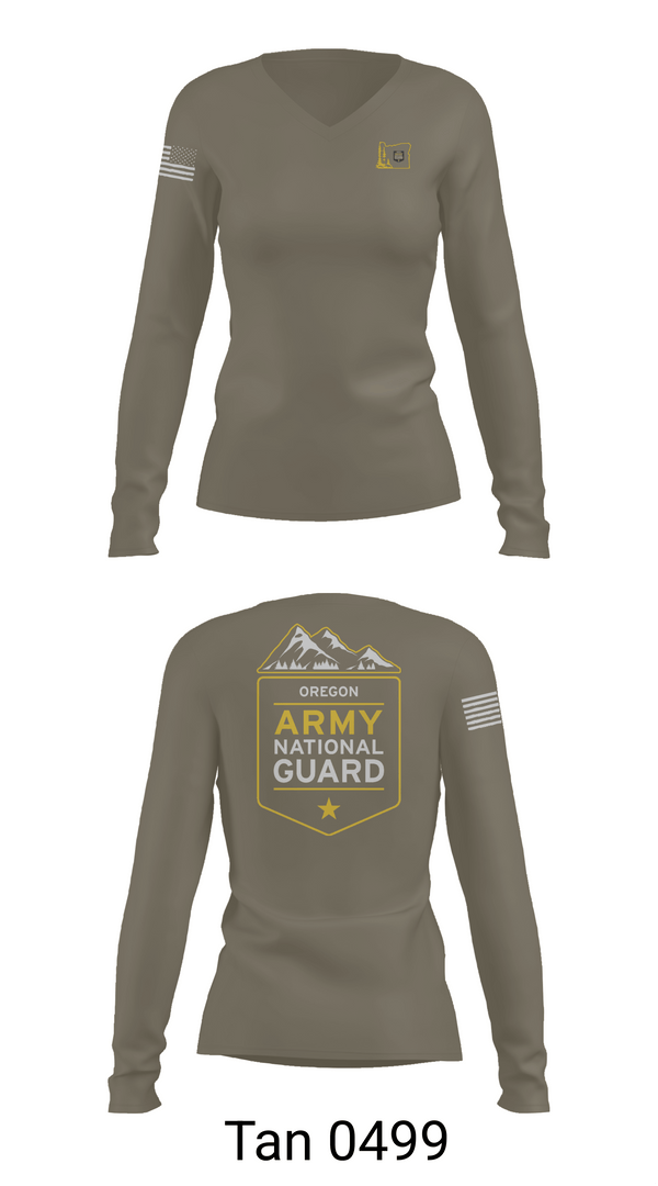 Womens Long Sleeve Vneck Shirt, Oregon Army National Guard, National Guard, Teamtime, Team time, sublimation, custom sports apparel, team uniforms, spirit wear, spiritwear, sports uniforms, custom shirts, team store, custom team store, fundraiser sports, apparel fundraiser
