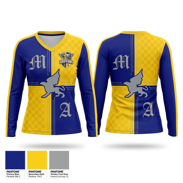 Womens Long Sleeve Vneck Shirt, Marshall Academy Basketball, Men's Basketball, Teamtime, Team time, sublimation, custom sports apparel, team uniforms, spirit wear, spiritwear, sports uniforms, custom shirts, team store, custom team store, fundraiser sports, apparel fundraiser