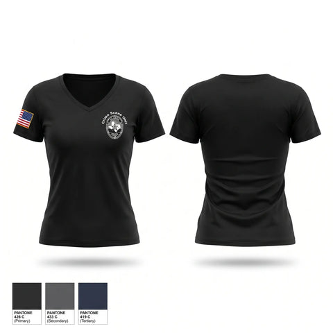 Womens Short Sleeve Vneck Shirt, El Paso Police Crime Scene Unit, Police, Teamtime, Team time, sublimation, custom sports apparel, team uniforms, spirit wear, spiritwear, sports uniforms, custom shirts, team store, custom team store, fundraiser sports, apparel fundraiser