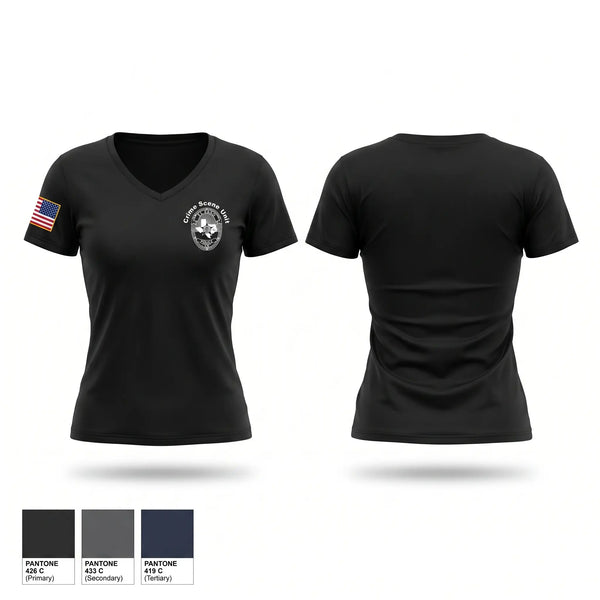 Womens Short Sleeve Vneck Shirt, El Paso Police Crime Scene Unit, Police, Teamtime, Team time, sublimation, custom sports apparel, team uniforms, spirit wear, spiritwear, sports uniforms, custom shirts, team store, custom team store, fundraiser sports, apparel fundraiser