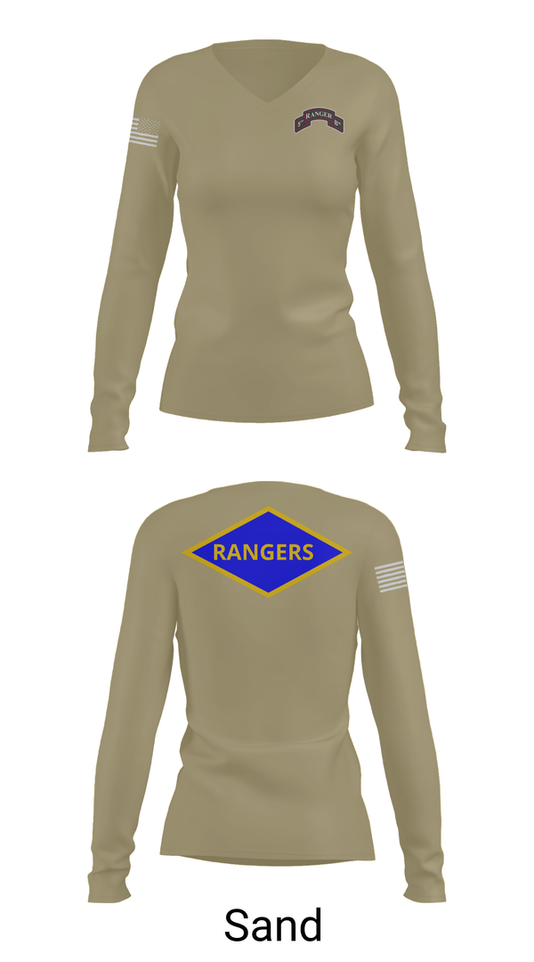 Womens Long Sleeve Vneck Shirt, 5th Rangers, , Teamtime, Team time, sublimation, custom sports apparel, team uniforms, spirit wear, spiritwear, sports uniforms, custom shirts, team store, custom team store, fundraiser sports, apparel fundraiser