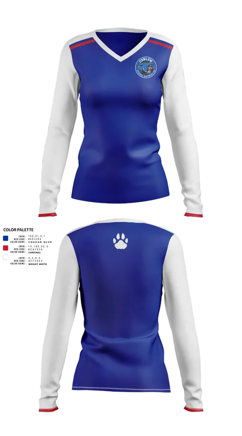 Womens Long Sleeve Vneck Shirt, Curlew High School Volleyball, Women's Volleyball, Teamtime, Team time, sublimation, custom sports apparel, team uniforms, spirit wear, spiritwear, sports uniforms, custom shirts, team store, custom team store, fundraiser sports, apparel fundraiser