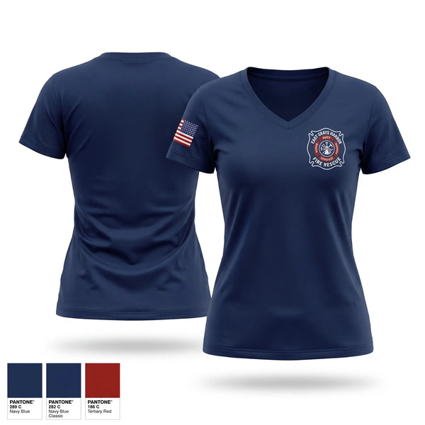 Womens Short Sleeve Vneck Shirt, East Grays Harbor Fire Rescue, Fire Department, Teamtime, Team time, sublimation, custom sports apparel, team uniforms, spirit wear, spiritwear, sports uniforms, custom shirts, team store, custom team store, fundraiser sports, apparel fundraiser