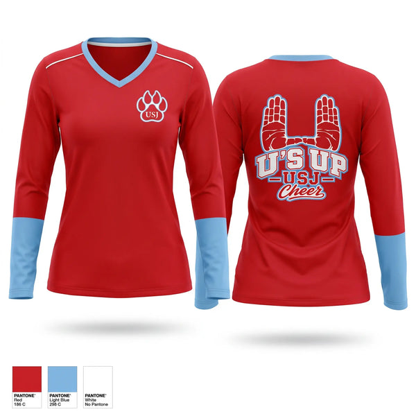 Womens Long Sleeve Vneck Shirt, USJ Bruins, Spirit Store, Teamtime, Team time, sublimation, custom sports apparel, team uniforms, spirit wear, spiritwear, sports uniforms, custom shirts, team store, custom team store, fundraiser sports, apparel fundraiser