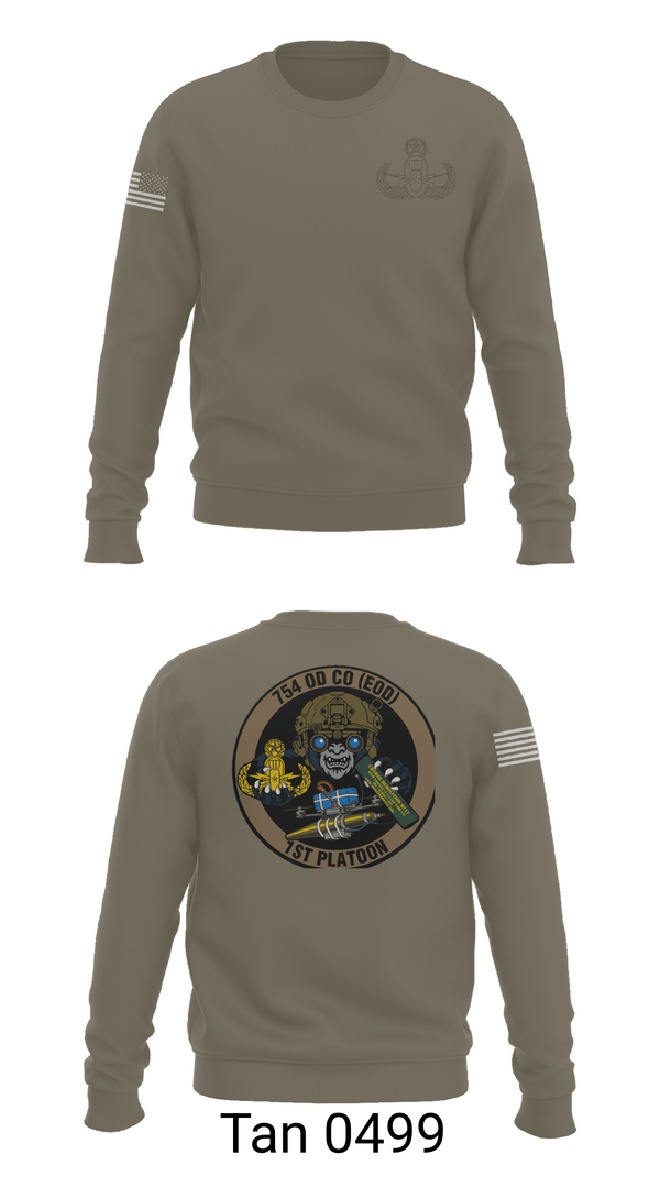 Crew Neck Sweatshirt, 1PLT 754th OD CO (EOD), Army, Teamtime, Team time, sublimation, custom sports apparel, team uniforms, spirit wear, spiritwear, sports uniforms, custom shirts, team store, custom team store, fundraiser sports, apparel fundraiser