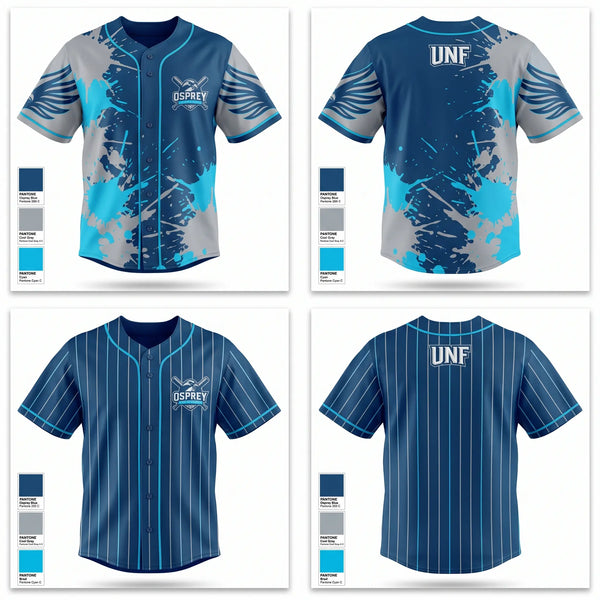 Full Button Baseball Jersey, UNF Club Baseball, Baseball, Teamtime, Team time, sublimation, custom sports apparel, team uniforms, spirit wear, spiritwear, sports uniforms, custom shirts, team store, custom team store, fundraiser sports, apparel fundraiser