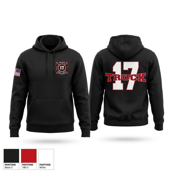 Hoodie, Truck 17, Fire Department, Teamtime, Team time, sublimation, custom sports apparel, team uniforms, spirit wear, spiritwear, sports uniforms, custom shirts, team store, custom team store, fundraiser sports, apparel fundraiser