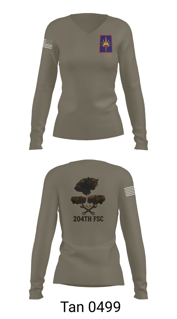Womens Long Sleeve Vneck Shirt, 204thFSC, National Guard, Teamtime, Team time, sublimation, custom sports apparel, team uniforms, spirit wear, spiritwear, sports uniforms, custom shirts, team store, custom team store, fundraiser sports, apparel fundraiser