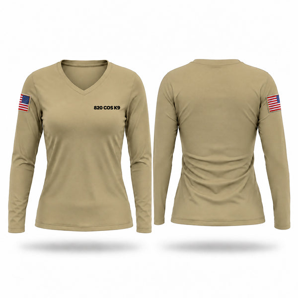 Womens Long Sleeve Vneck Shirt, 820 COS K9, Air Force, Teamtime, Team time, sublimation, custom sports apparel, team uniforms, spirit wear, spiritwear, sports uniforms, custom shirts, team store, custom team store, fundraiser sports, apparel fundraiser