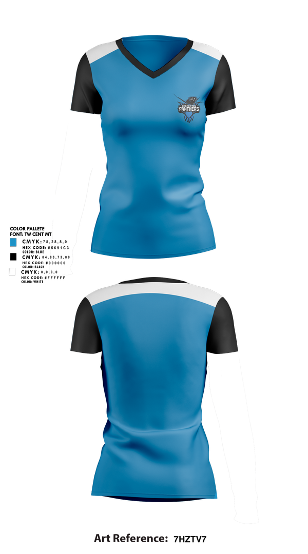 Womens Short Sleeve Vneck Shirt, Cramerton Panthers Football and Cheer, , Teamtime, Team time, sublimation, custom sports apparel, team uniforms, spirit wear, spiritwear, sports uniforms, custom shirts, team store, custom team store, fundraiser sports, apparel fundraiser