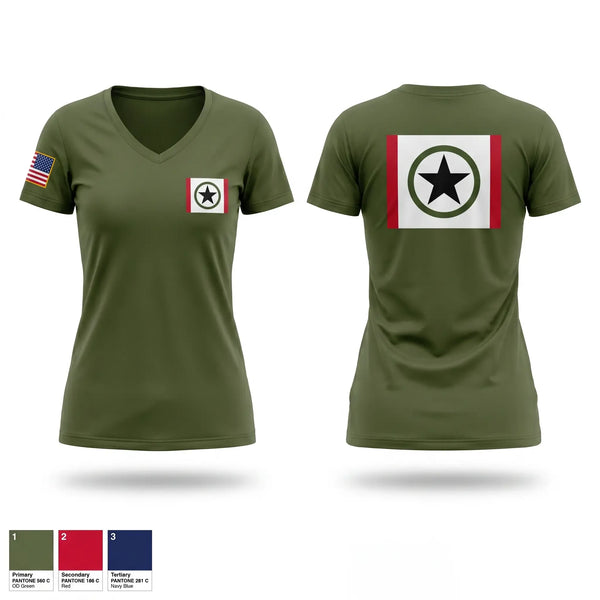 Womens Short Sleeve Vneck Shirt, The Clays, Army, Teamtime, Team time, sublimation, custom sports apparel, team uniforms, spirit wear, spiritwear, sports uniforms, custom shirts, team store, custom team store, fundraiser sports, apparel fundraiser