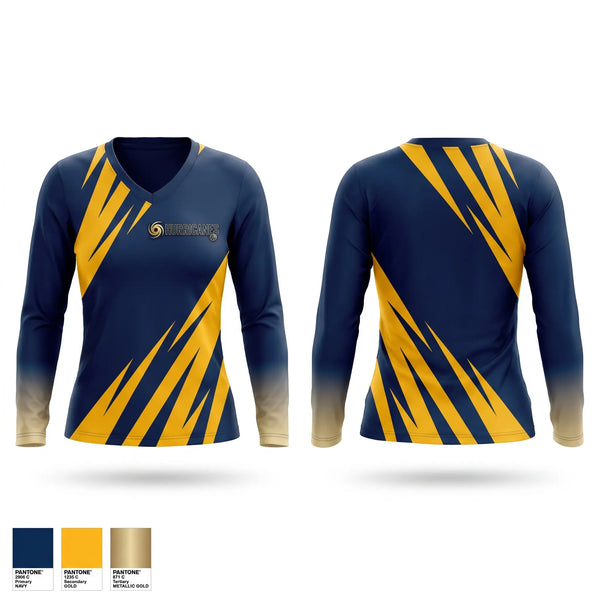 Womens Long Sleeve Vneck Shirt, Bluffton Hurricanes, Women's Basketball, Teamtime, Team time, sublimation, custom sports apparel, team uniforms, spirit wear, spiritwear, sports uniforms, custom shirts, team store, custom team store, fundraiser sports, apparel fundraiser
